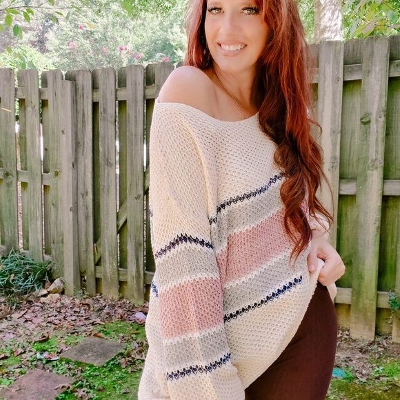 SOLD!! BiBi Large gauge stripe sweater NWT - Picture 4 of 9